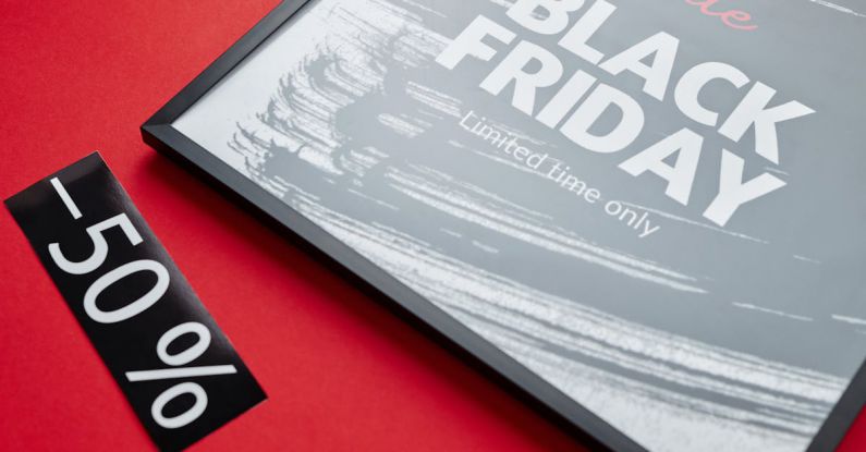 Shopping Strategies - Black Friday Sale Text on Red Background